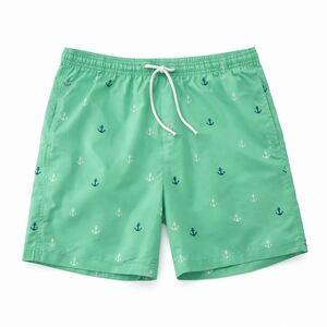 90's Made In USA Weekender Brand Mint Anchor Print Swim Trunks